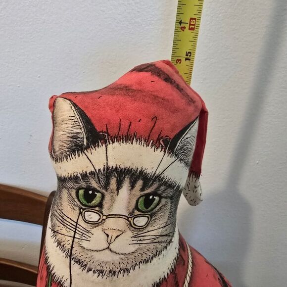 Vintage 15" Christmas Cat Doorstop The Toy Works Santa Paws Dorothy Dear Design - Picture 7 of 9